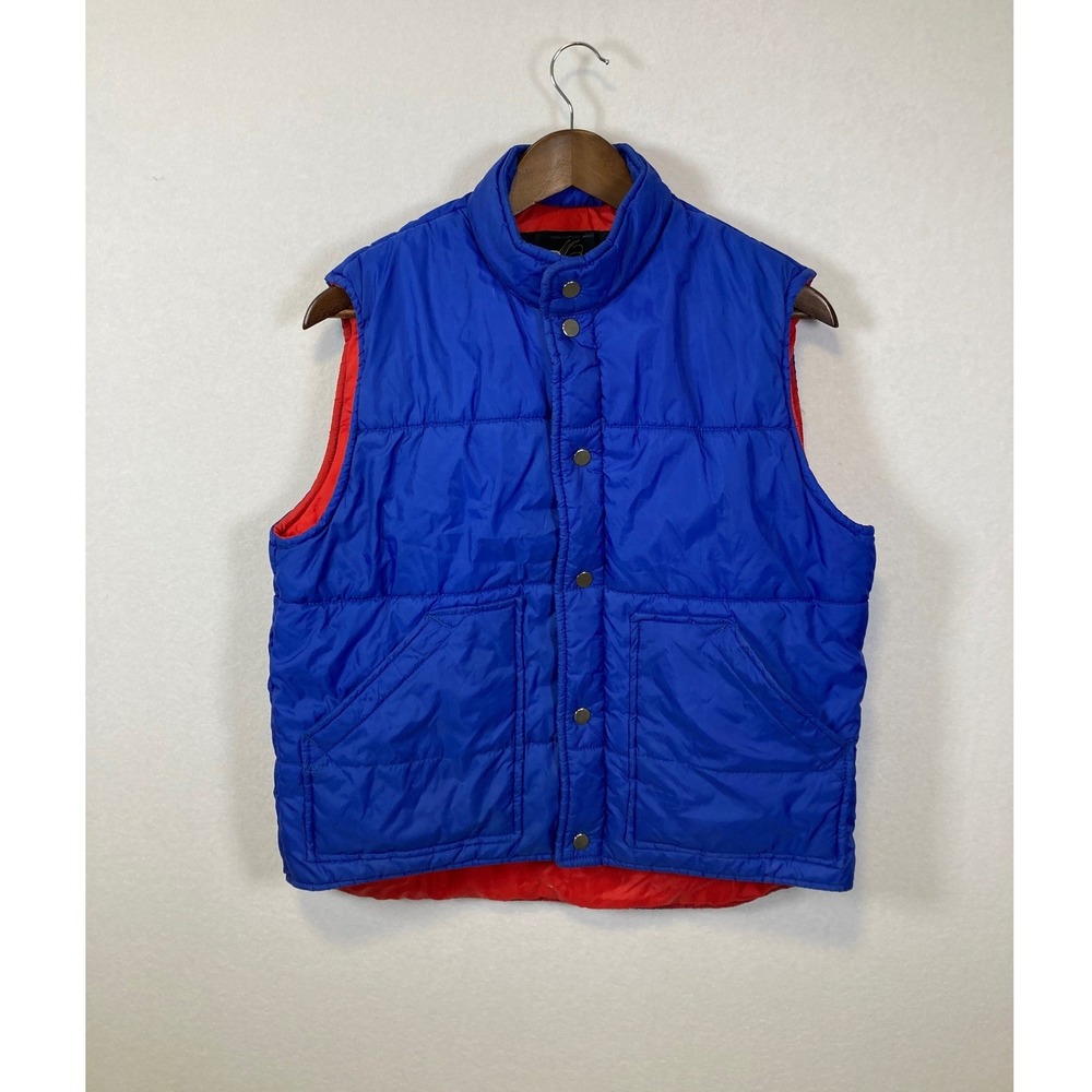 Montgomery Ward Mens Blue Red Quilted Puffer Vest‎ Size Medium Outdoor Casual